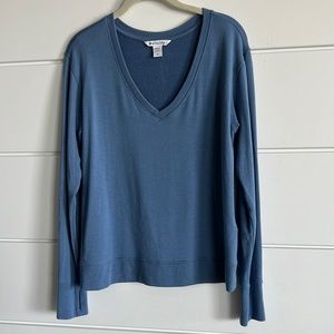 Athleta soft blue V neck top.